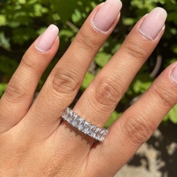 mine Jewelry - SILVER Baguette CZ Eternity Band Size 7